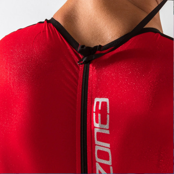 2023 Zone3 Mens Streamline Back Zip Sleeveless Shorty Swimskin SS18MSTL101 - Black / Red